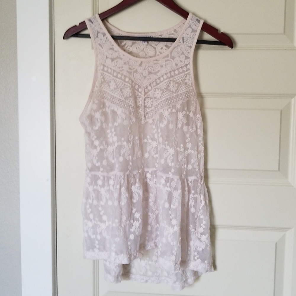 Long Sheer Lace Tank Top